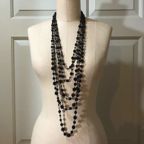 Vintage Multiple Strands Black Necklace - Picture 7 of 8